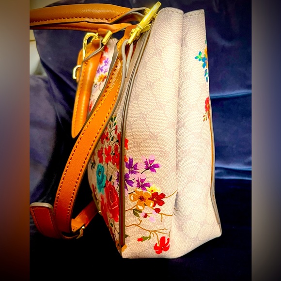 Cute Floral Bag-Steve Madden-Faux Leather. women's satchel crossbody bag, brown - Picture 6 of 11